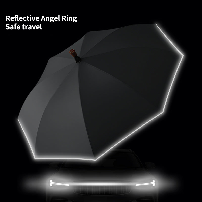 Crutch Umbrella 2-in-1 Walking Cane & Umbrella, Split Design, 8 Ribs Fiberglass Frame 105cm Canopy Windproof with Reflective Edge, Custom Logo