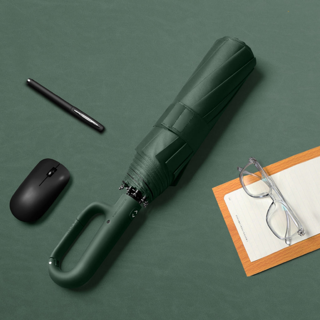 Portable Tri-Fold Umbrella with Ring Buckle - Windproof, UV Protection & Water-Repellent