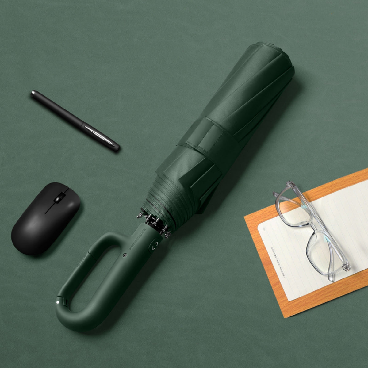 Portable Tri-Fold Umbrella with Ring Buckle - Windproof, UV Protection & Water-Repellent