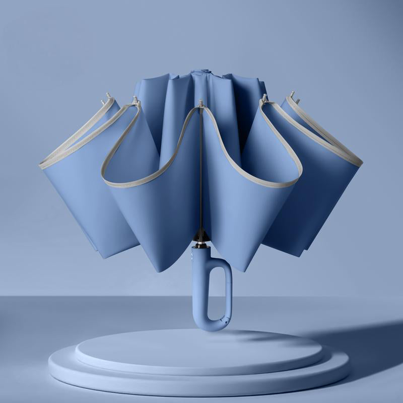 Ring Handle Inverted Folding Umbrella | Automatic, Windproof, Custom Logo Available