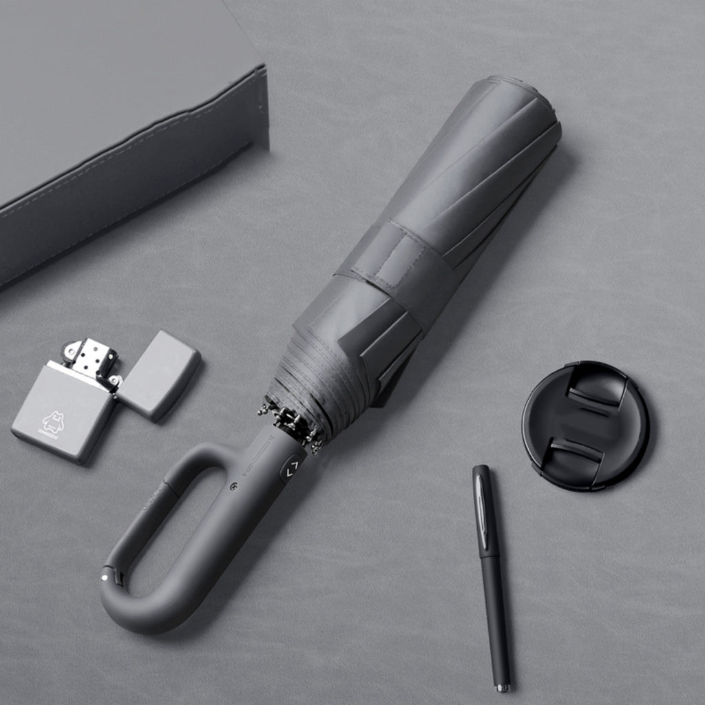 Portable Tri-Fold Umbrella with Ring Buckle - Windproof, UV Protection & Water-Repellent