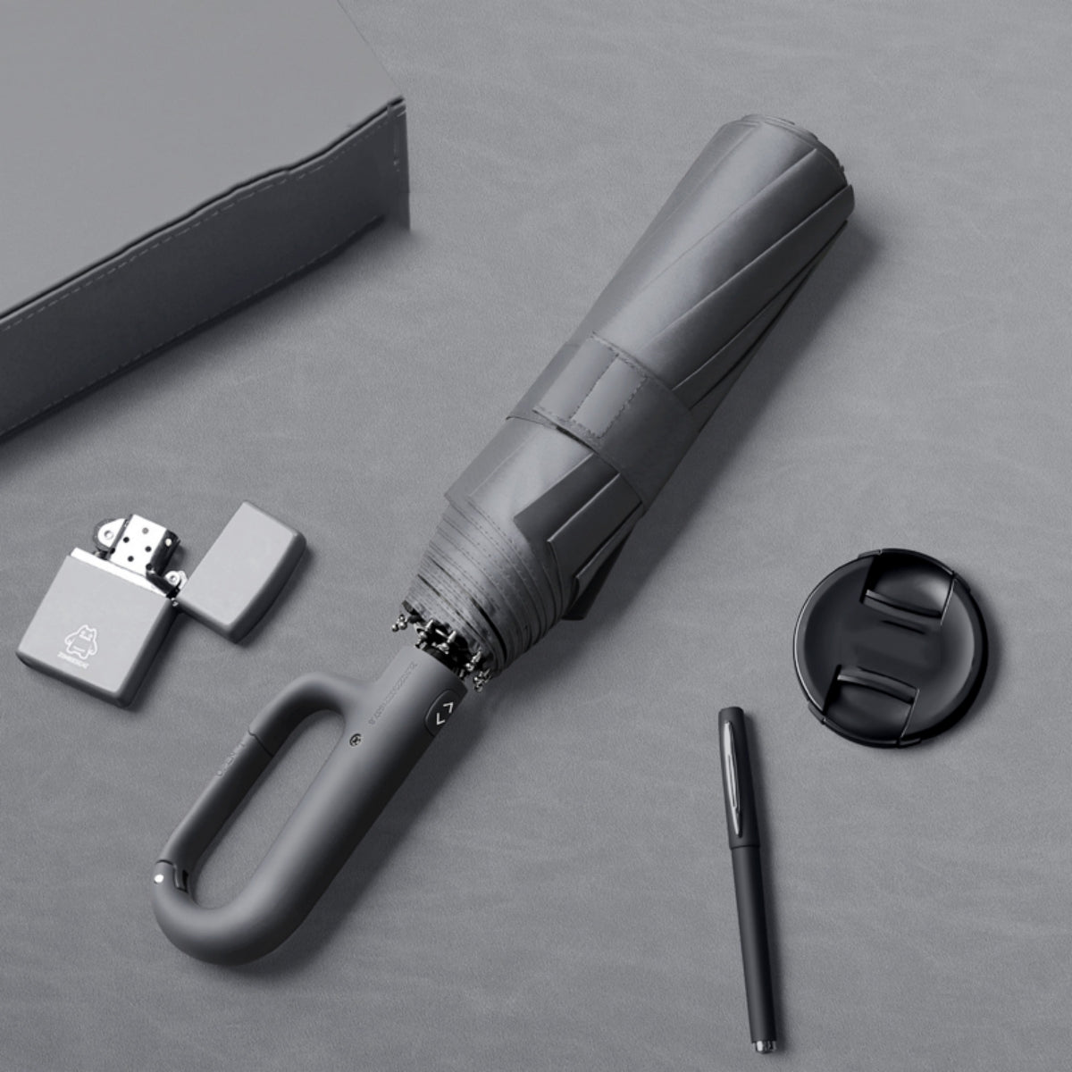 Portable Tri-Fold Umbrella with Ring Buckle - Windproof, UV Protection & Water-Repellent