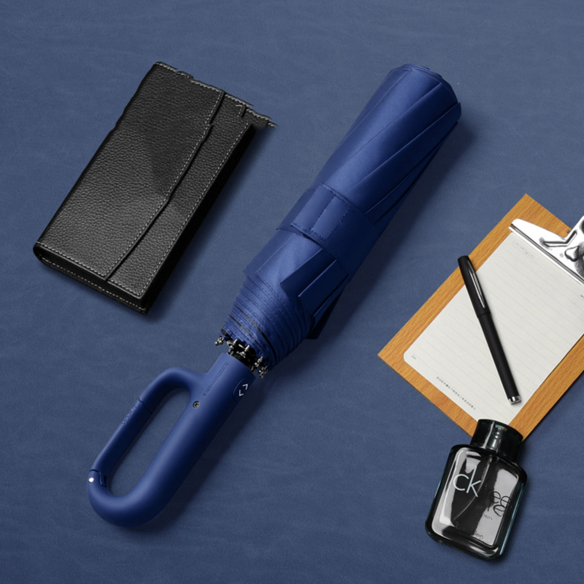 Portable Tri-Fold Umbrella with Ring Buckle - Windproof, UV Protection & Water-Repellent