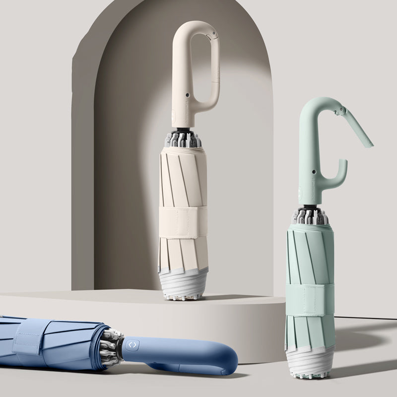 Ring Handle Inverted Folding Umbrella | Automatic, Windproof, Custom Logo Available