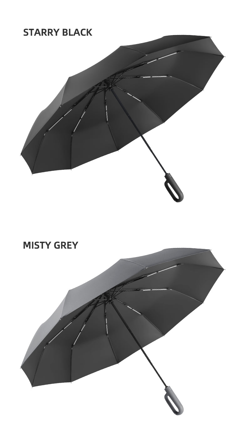 Portable Tri-Fold Umbrella with Ring Buckle - Windproof, UV Protection & Water-Repellent