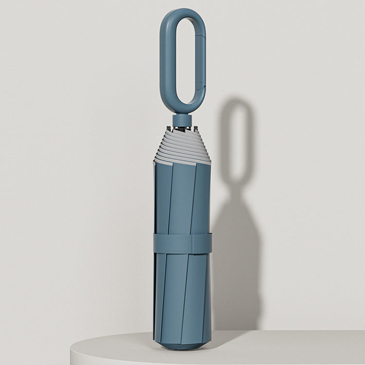 Custom Printed Windproof Anti-UV Folding Umbrella with Ring Buckle Handle, Branded Advertising Gift Umbrella for Business