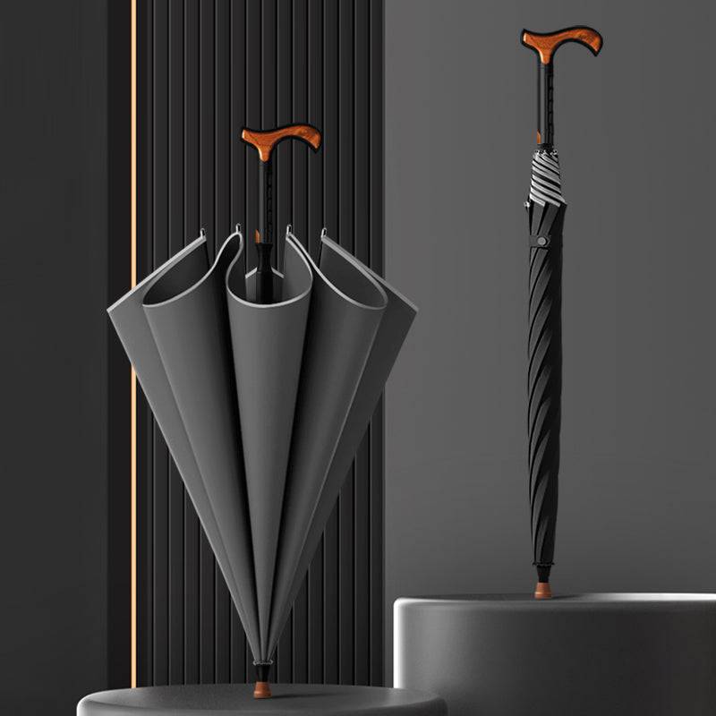 Crutch Umbrella 2-in-1 Walking Cane & Umbrella, Split Design, 8 Ribs Fiberglass Frame 105cm Canopy Windproof with Reflective Edge, Custom Logo