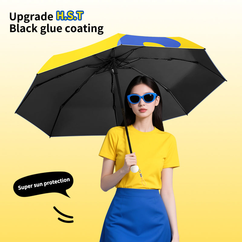 UPF 50+ Five-Fold Capsule Umbrella 325g Ultra-Light 8K Manual Sun & Rain Umbrella with Cute Big-Eye Design and Gift Case