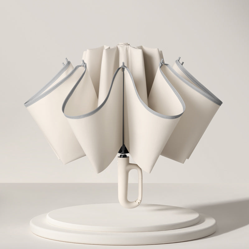 Ring Handle Inverted Folding Umbrella | Automatic, Windproof, Custom Logo Available
