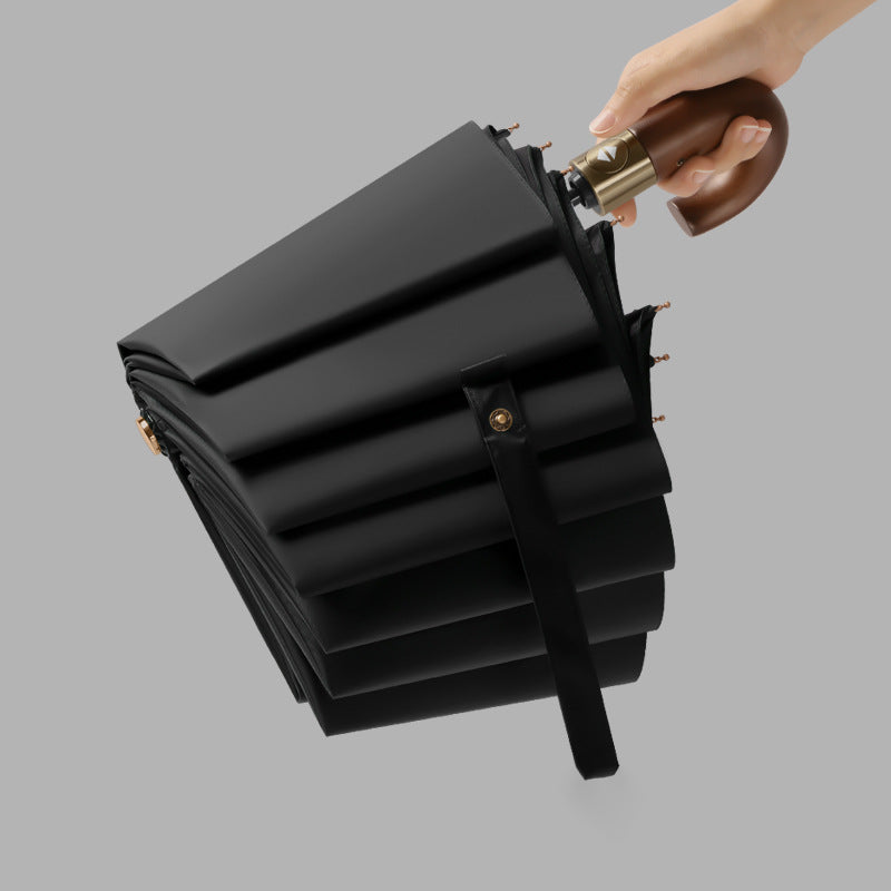 Custom 125cm Large Windproof Golf Umbrella - Automatic Open Close, Black Coated UV Protection, Premium Wood Hook Handle