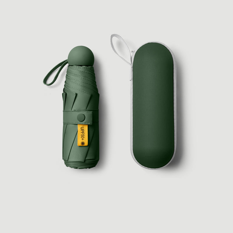 Fengzhu Umbrella Pocket Umbrella 8 Ribs 5 Fold Capsule Hard Case Matte Anti-UV Travel Wrist Strap