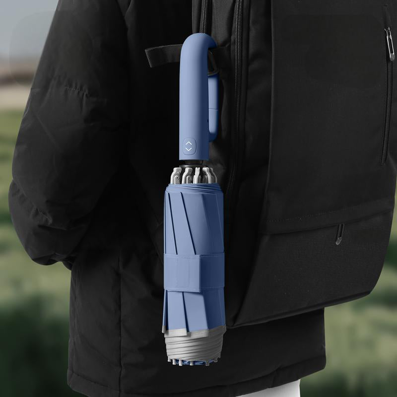 Ring Handle Inverted Folding Umbrella | Automatic, Windproof, Custom Logo Available