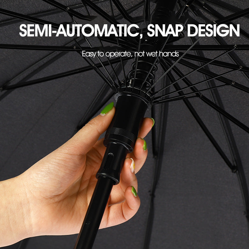 Straight Umbrella with Removable Waterproof Cover - No Drip Windproof J-Hook Umbrella for Car & Daily Use