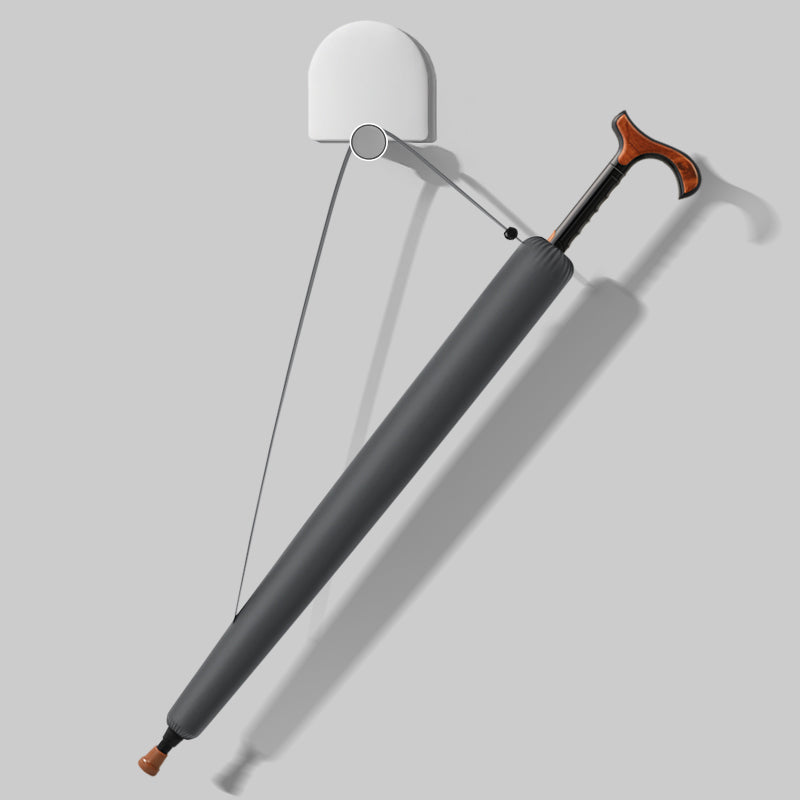 Crutch Umbrella 2-in-1 Walking Cane & Umbrella, Split Design, 8 Ribs Fiberglass Frame 105cm Canopy Windproof with Reflective Edge, Custom Logo