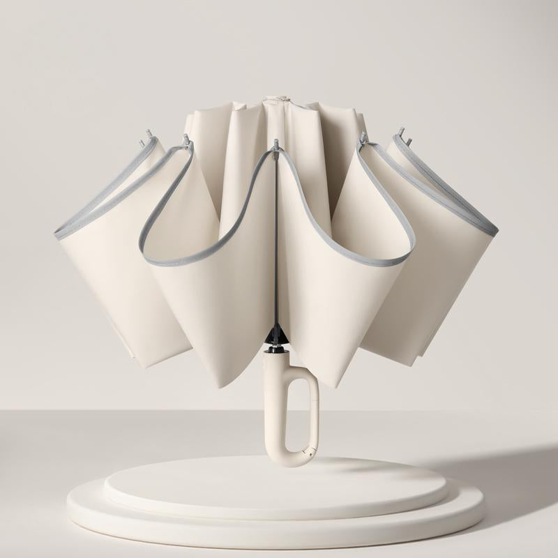 Reverse three-fold automatic umbrella with loop handle

