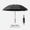 Fully Automatic Reverse Inverted Umbrella, 125cm Large 10 Rib Windproof Reflective Safety Folding Umbrella for 2-3 People