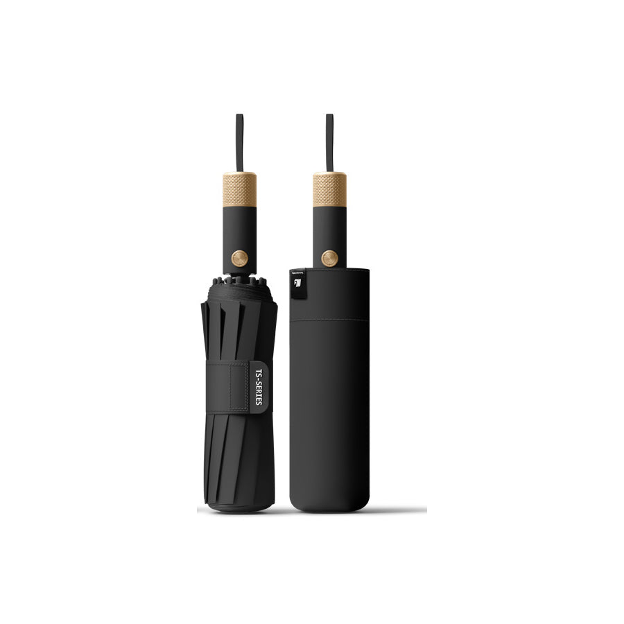 Anti-Rebound Step Retract Automatic Folding Umbrella, UPF50+ UV Protection Black Coating 12 Rib Windproof Compact Travel Umbrella