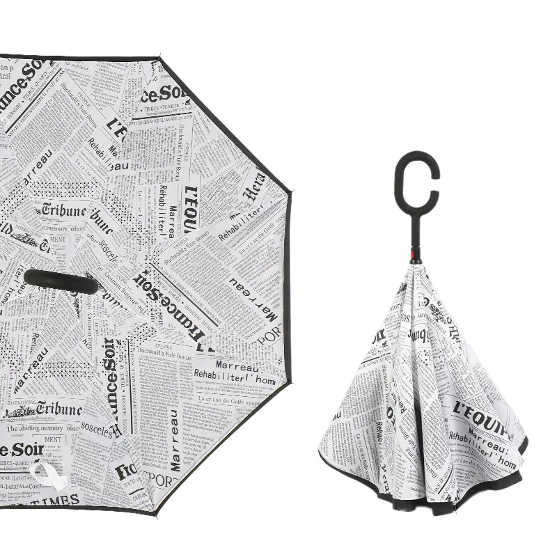 Custom Printed Reverse Straight Umbrella with C-Handle, – main product photo | Fengzhu Umbrella
