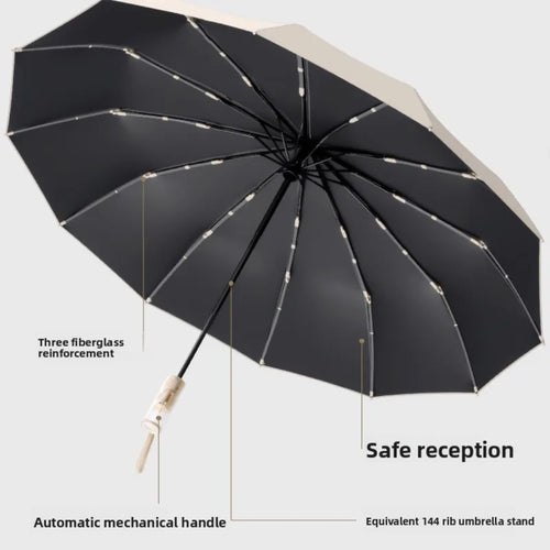 Custom 3-Fold Umbrella with Transparent Handle, Windproof & UV Protection, Wholesale Promotional Gift Umbrella