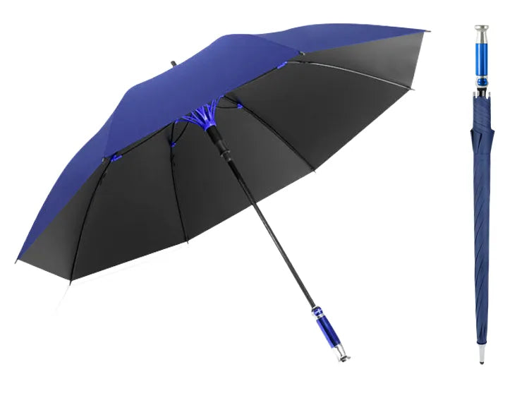Custom Logo Golf Umbrella with Black Vinyl Anti-UV Fabric & – close-up detail | Fengzhu Umbrella