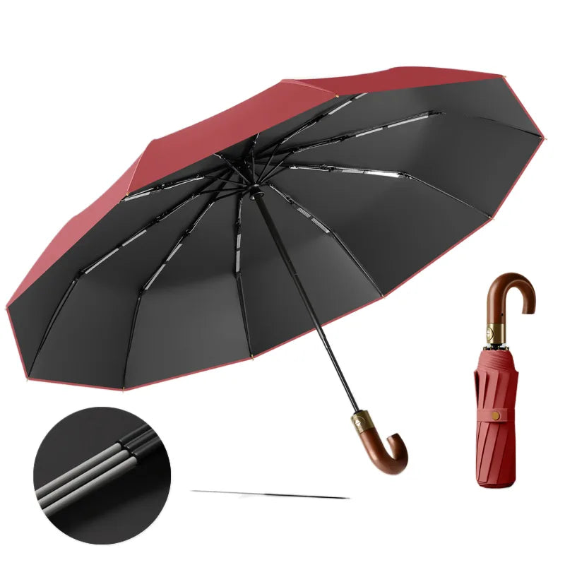 Custom Logo Foldable Umbrella Portable Windproof Compact – close-up detail | Fengzhu Umbrella