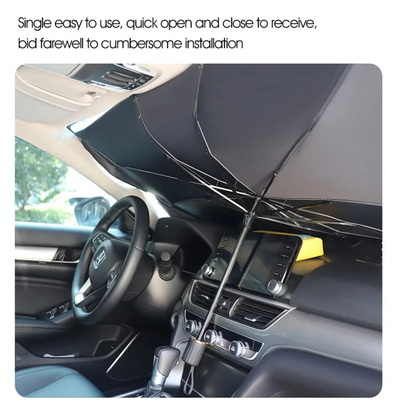 Car Windshield Sun Umbrella UV Protection Foldable – angle view | Fengzhu Umbrella