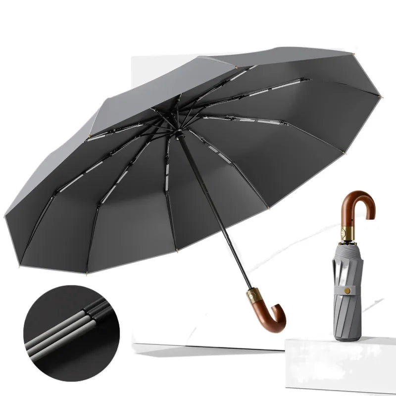 Custom Logo Foldable Umbrella Portable Windproof Compact – angle view | Fengzhu Umbrella