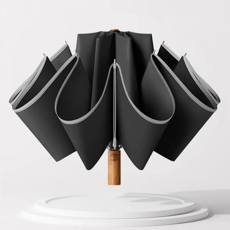 Custom Logo Reverse Folding Umbrella Windproof Waterproof – angle view | Fengzhu Umbrella