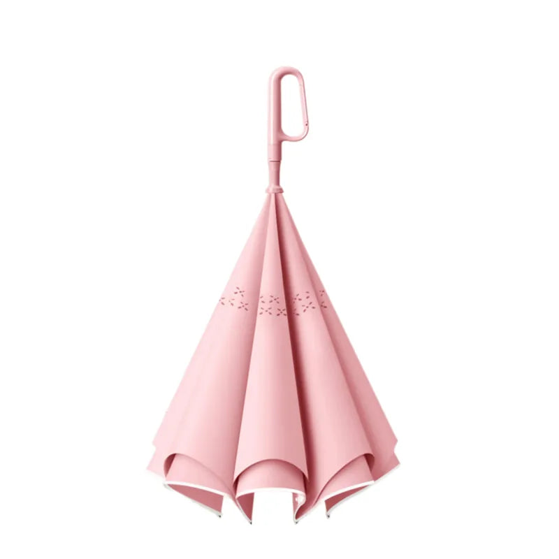 Custom Logo Straight Reverse Umbrella Windproof Waterproo FZ304 – angle view | Fengzhu Umbrella
