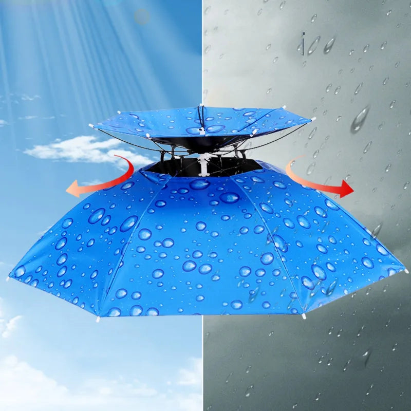 Custom Logo Umbrella Hat Hands-Free UV Protection Waterproof – angle view | Fengzhu Umbrella