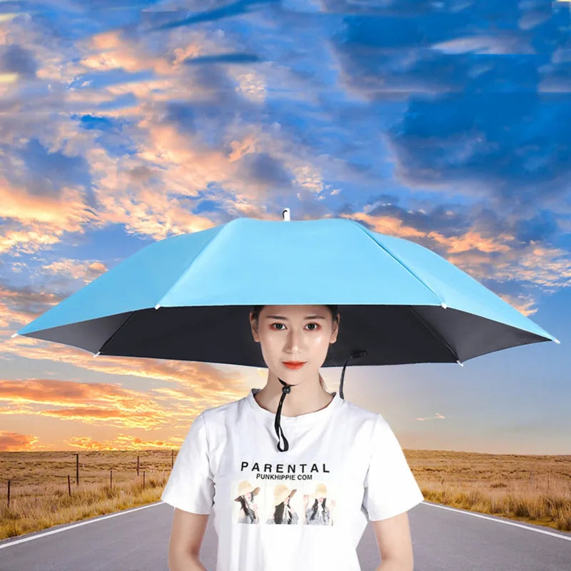 Custom Logo Umbrella Hat Hands-Free UV Protection Waterproof – lifestyle in-use photo | Fengzhu Umbrella