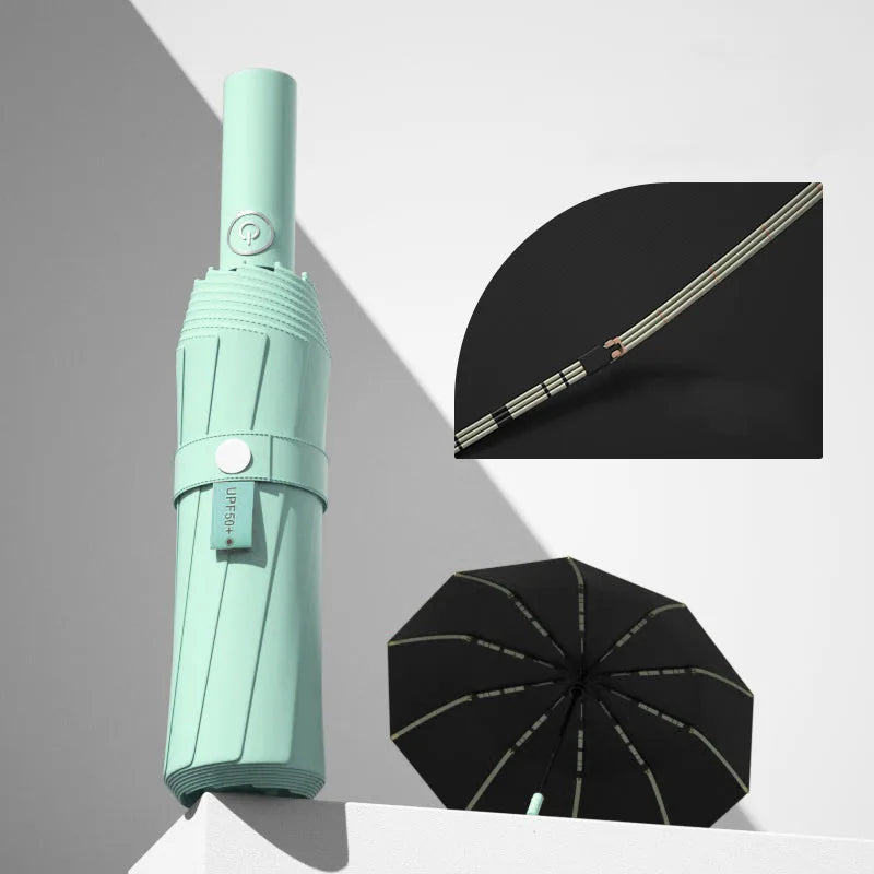 Bulk Custom Umbrellas with Logo – folded compact view | Fengzhu Umbrella