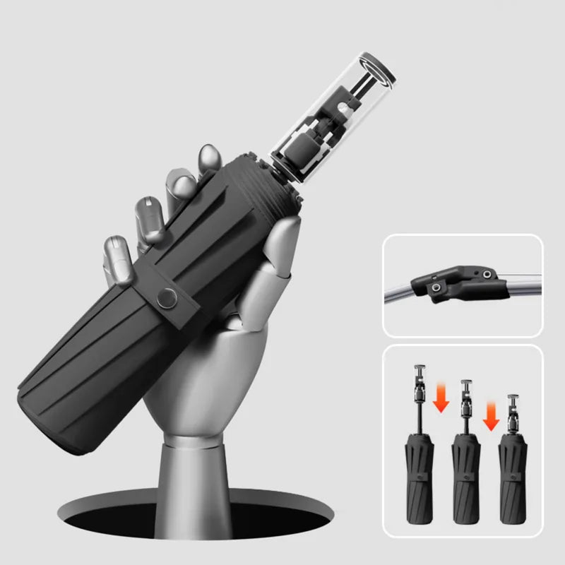 Custom 3-Fold Umbrella with Transparent Handle, Windproof & – packaging view | Fengzhu Umbrella