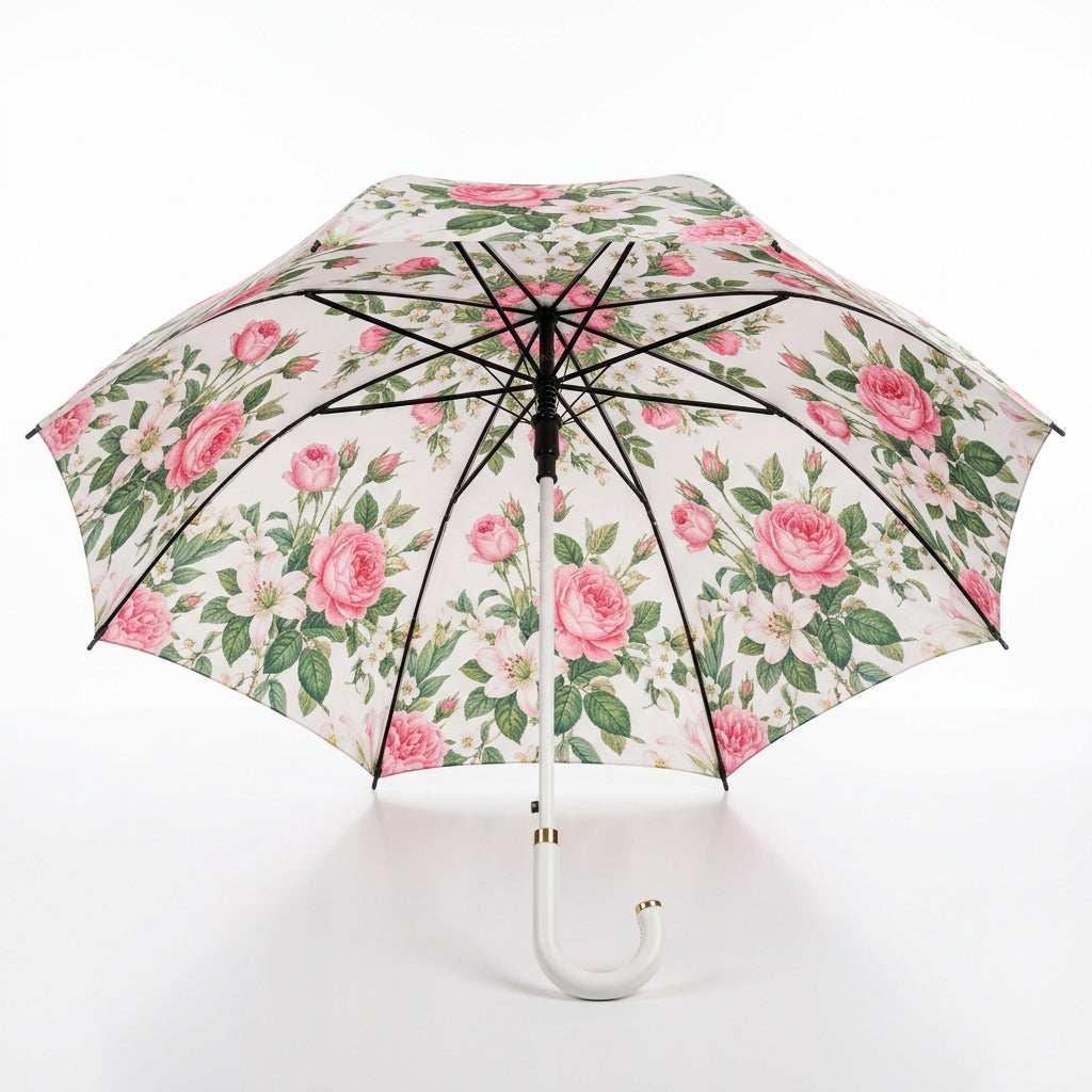 New Fashion Floral Straight Umbrella Women Windproof UV Protection – main product photo | Fengzhu Umbrella