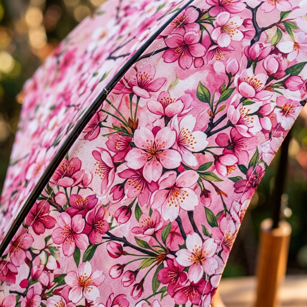 New Fashion Floral Straight Umbrella Women – canopy pattern close-up | Fengzhu Umbrella